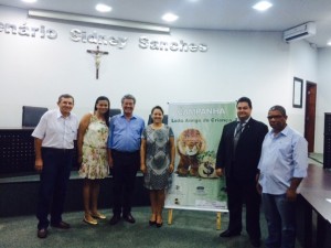O Presidente Ruberlei Bulgarelli, o Delegado do CRC/MS Walter Bernegozzi e autoridades de Nova Andradina